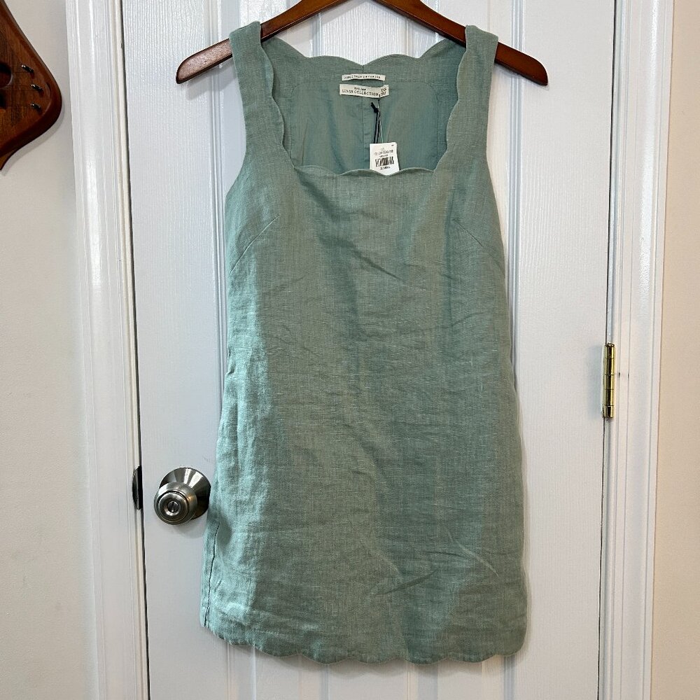Abercrombie & Fitch Premium Linen Scalloped Mini Dress